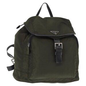 PRADA Backpack Nylon Khaki Silver
